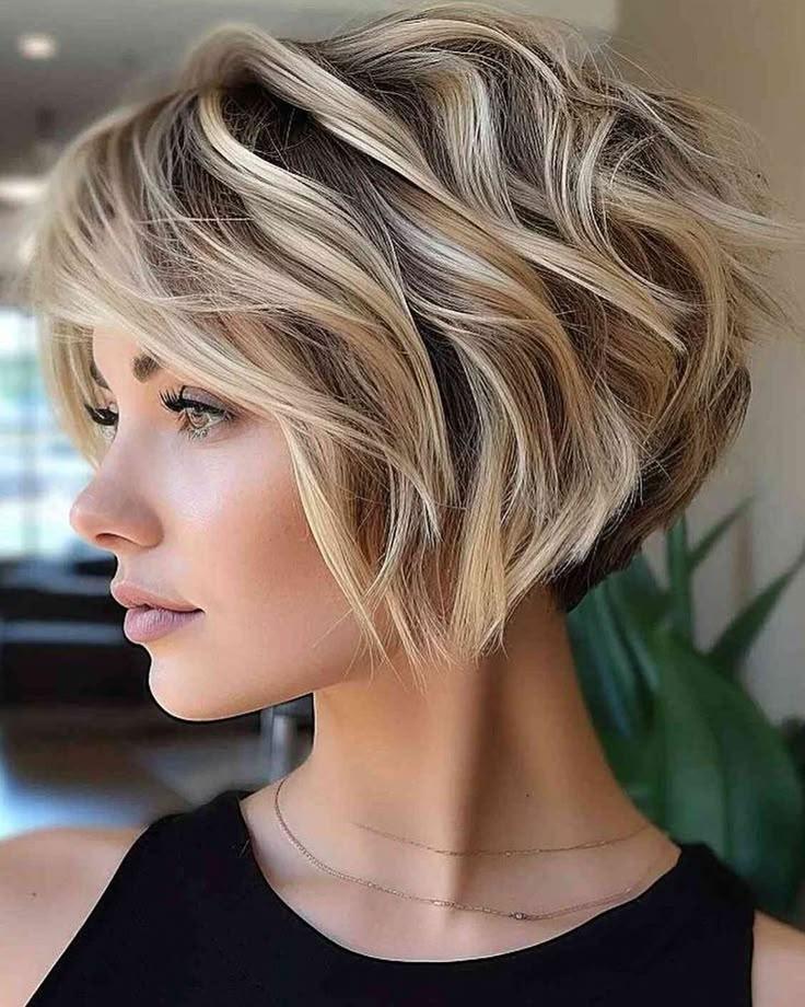 Blond bixie husté vlasy