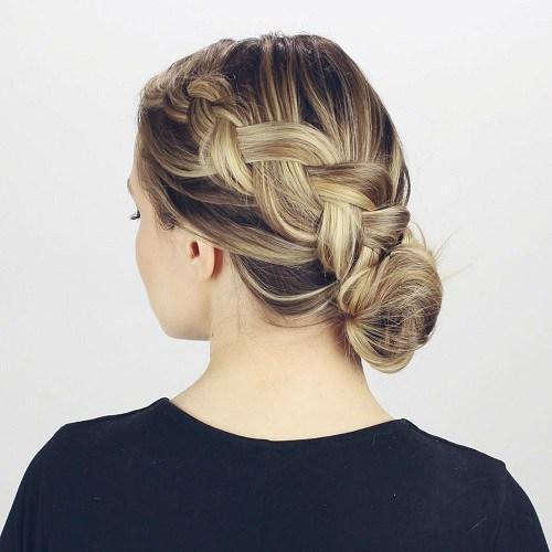 Elegantní drdol s francouzským copem