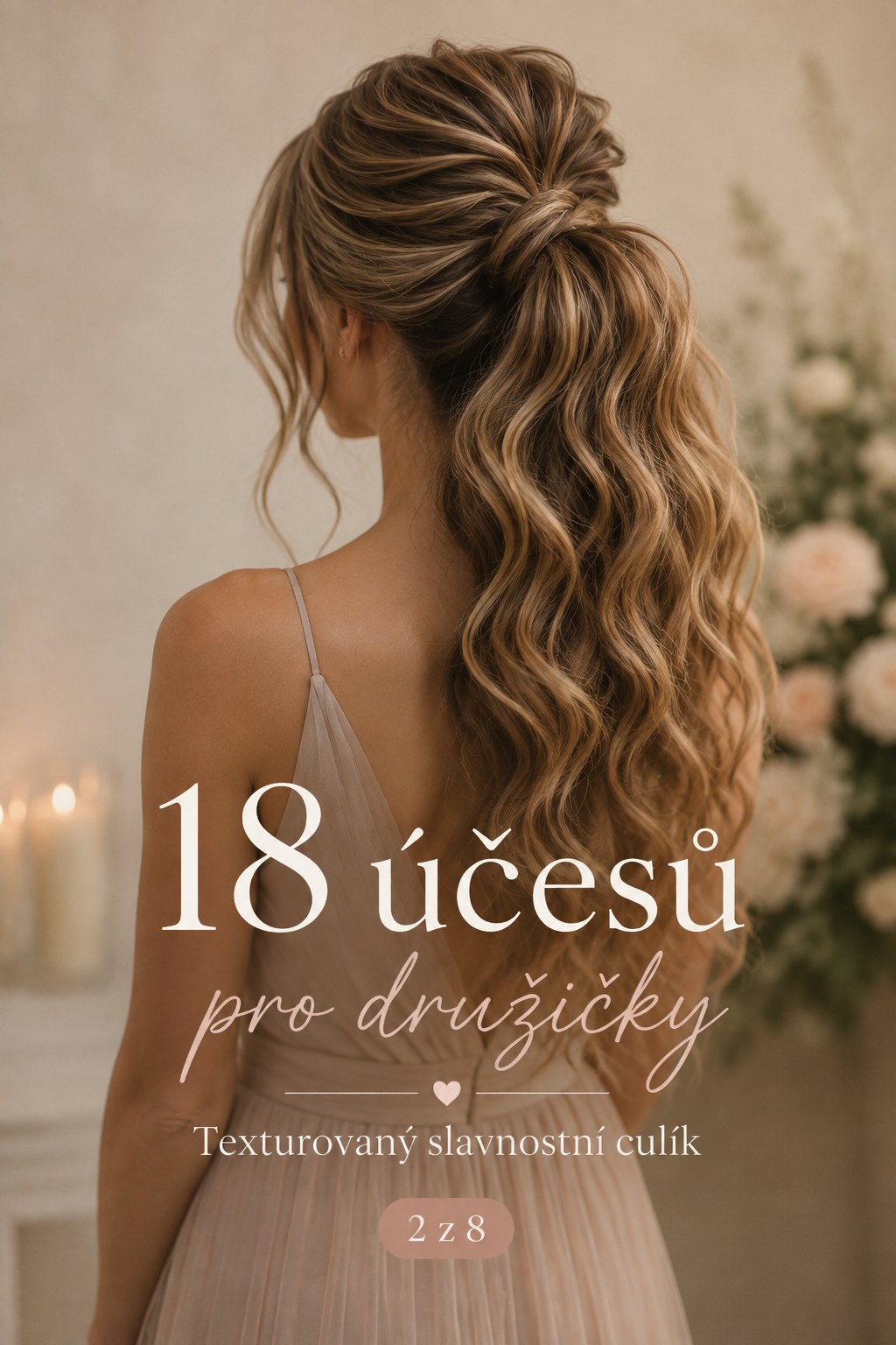 Texturovaný slavnostní culík s objemem, oblíbený mezi účesy pro družičky na tanec