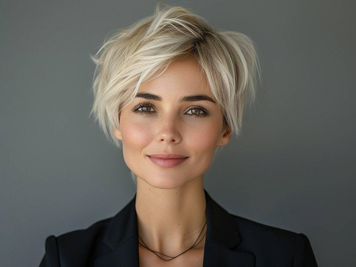 Elegantní krátký blond bixie