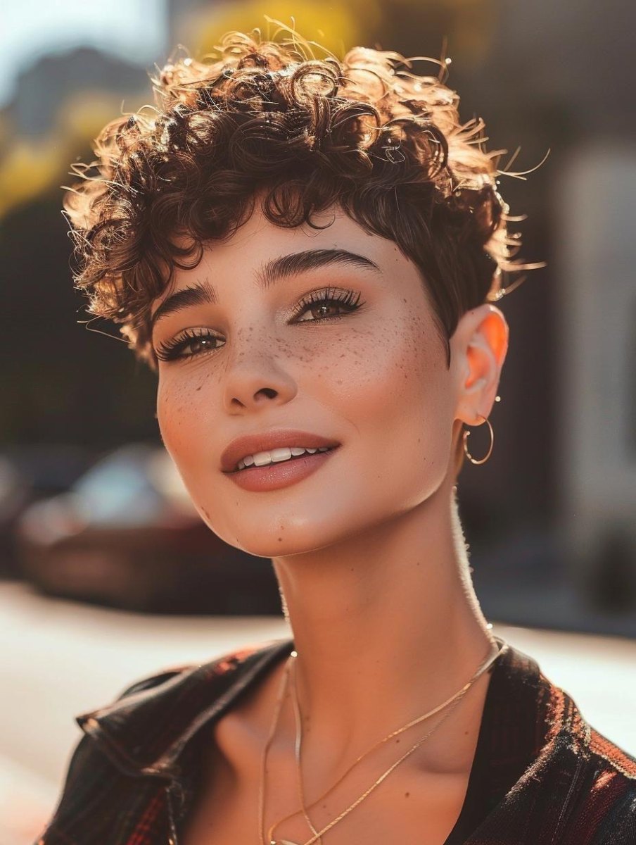 Inspirace pixie střihu na kudrnaté vlasy