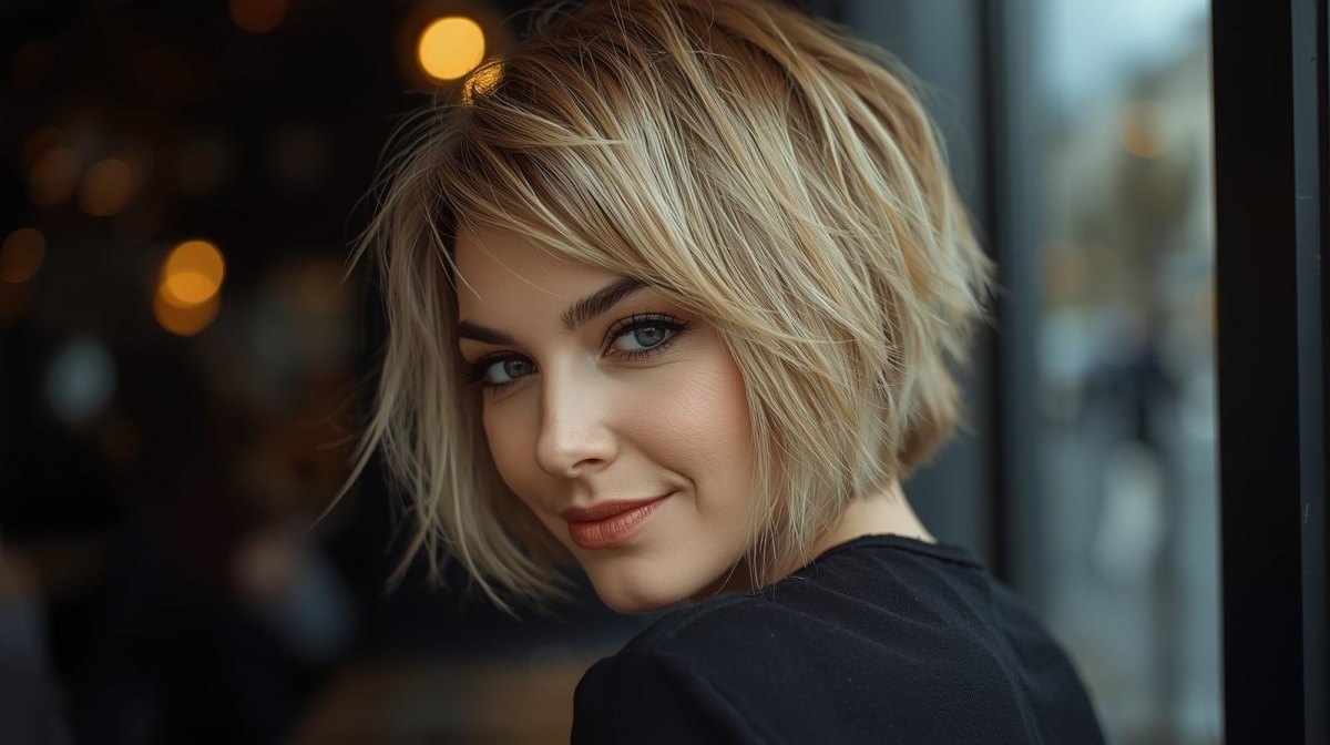 Trendy blond bixie střih