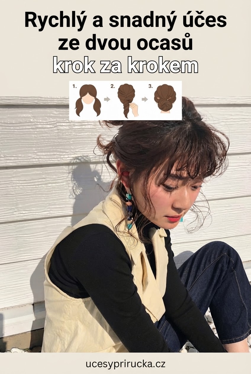 Rychlý a snadný účes ze dvou ocasů krok za krokem