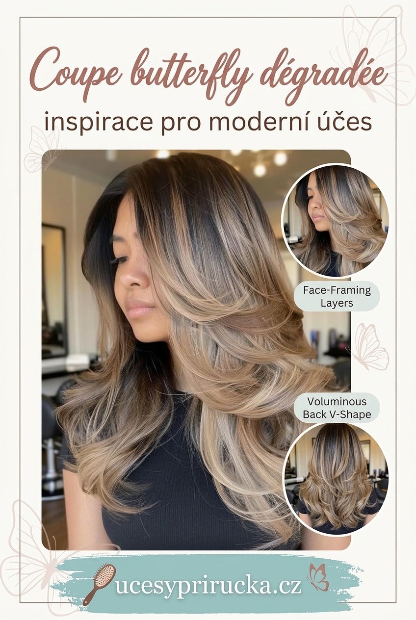 Coupe butterfly dégradée inspirace pro moderní účes