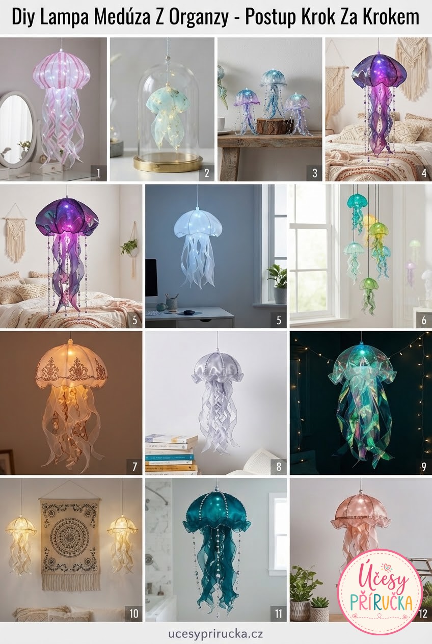Diy Lampa Medúza Z Organzy - Postup Krok Za Krokem