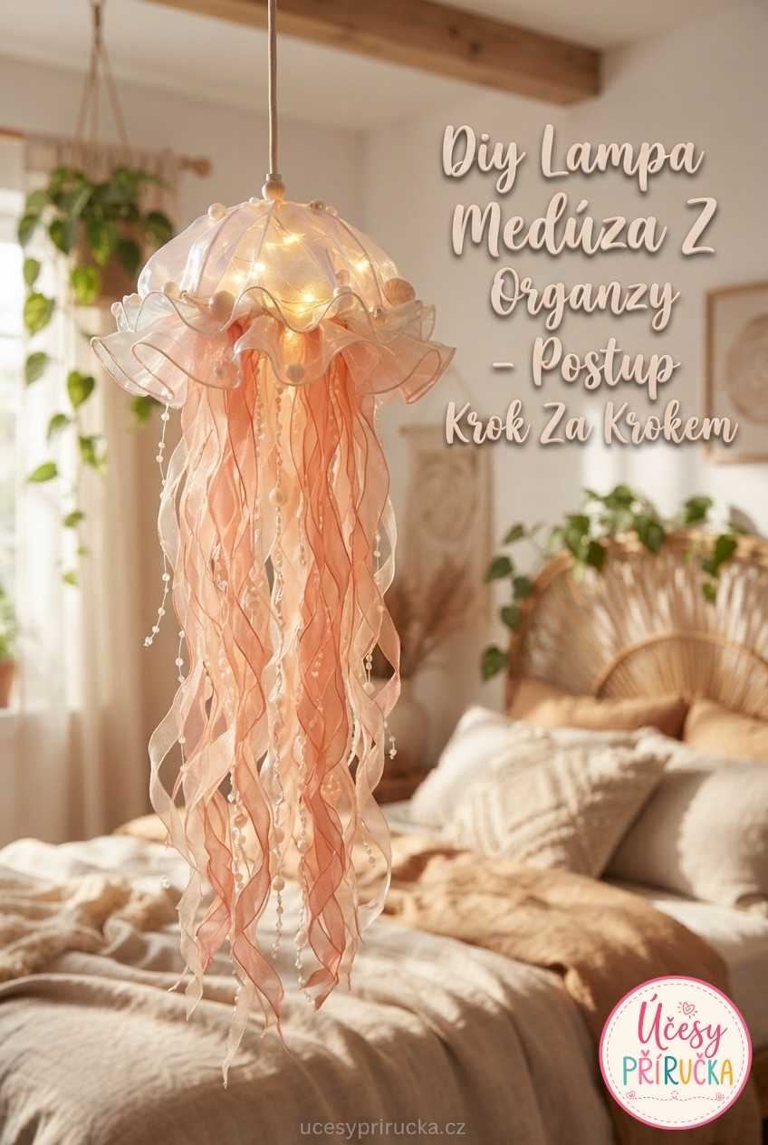 Diy Lampa Medúza Z Organzy - Postup Krok Za Krokem