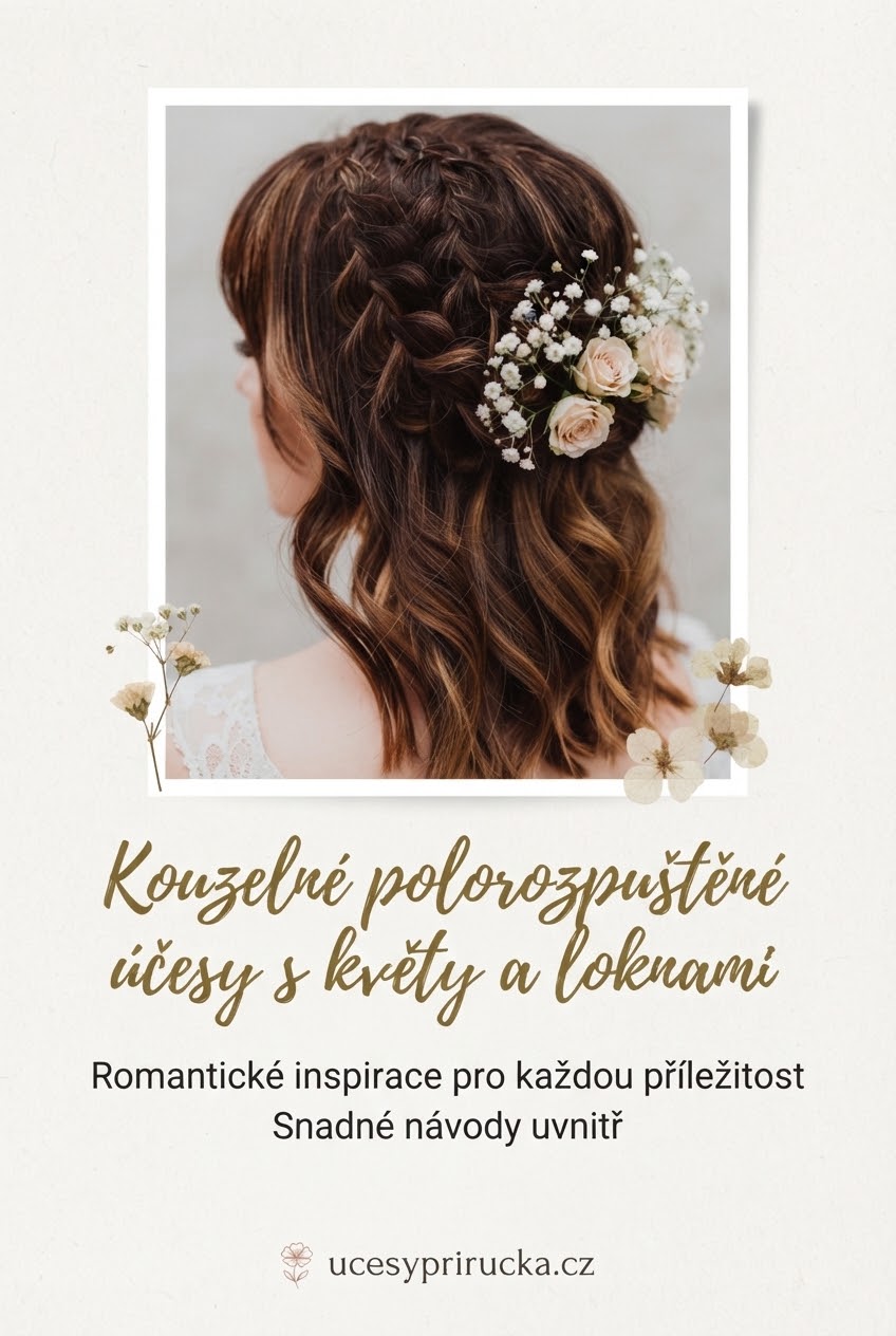 Kouzelné polorozpuštěné účesy s květy a loknami