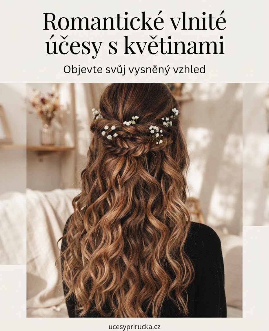 Romantické vlnité účesy s květinami