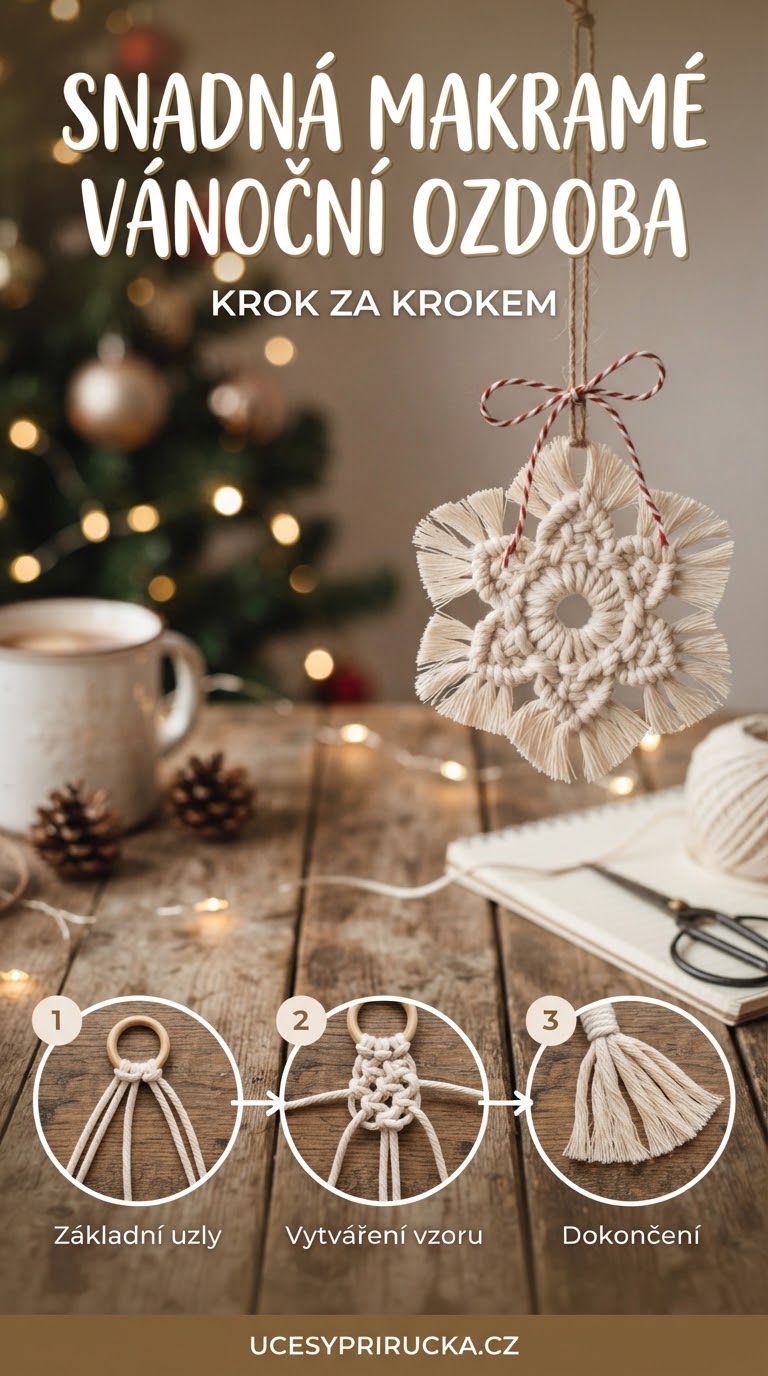 Snadná makramé vánoční ozdoba krok za krokem