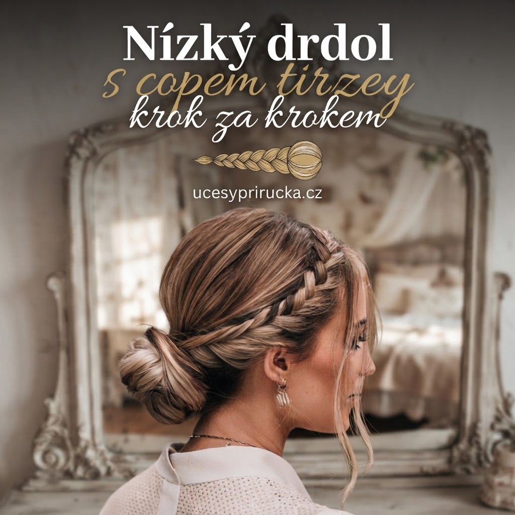 Nízký drdol s copem krok za krokem