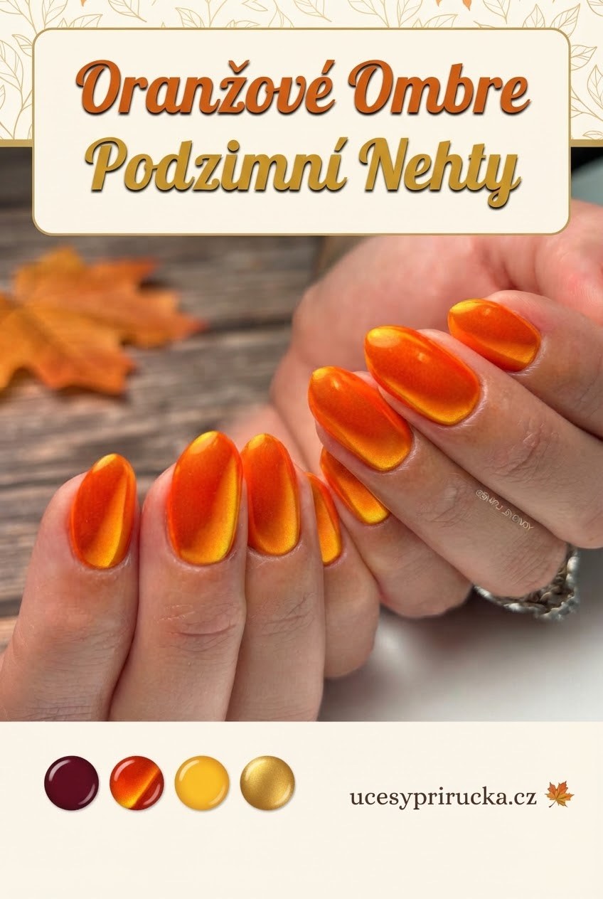 Oranžové Ombre Podzimní Nehty