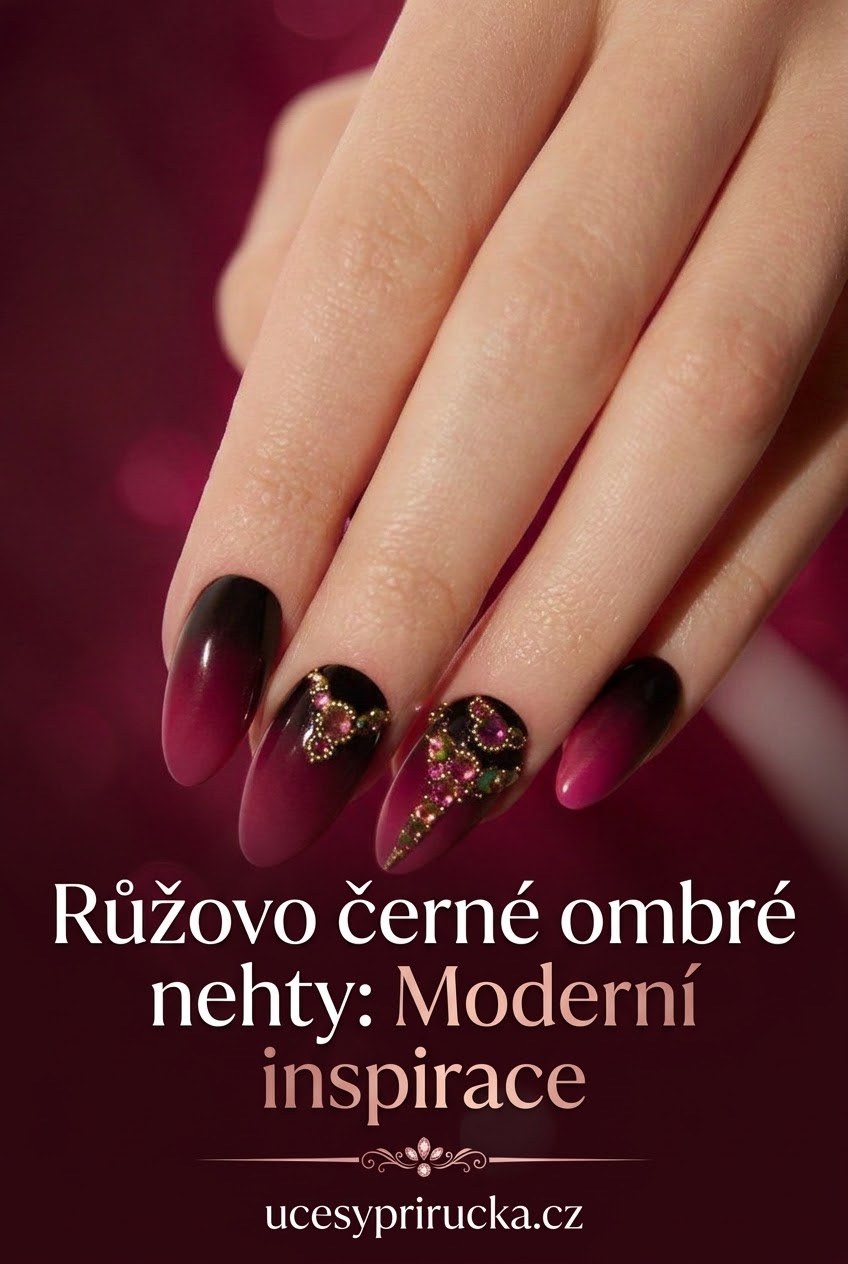 Růžovo černé ombré nehty: Moderní inspirace
