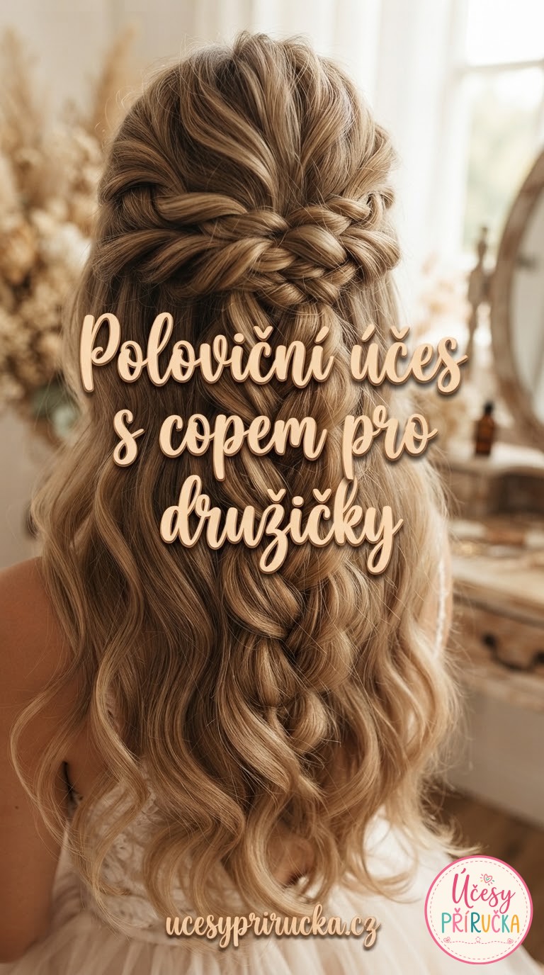 Poloviční účes s copem pro družičky