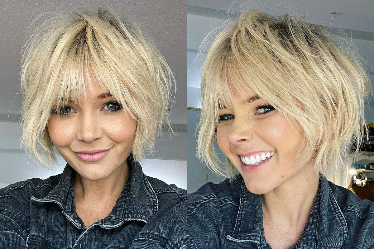 Texturovaný blond bixie pohyb