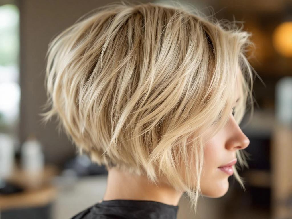 Vrstvený blond bixie objem